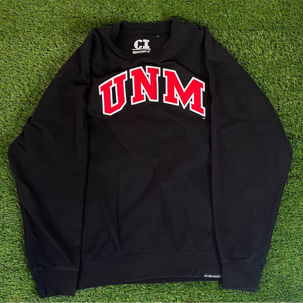 New Mexico UNM Adult Unisex CI Sport Crewneck Black Embroidered Sweatshirt Sz L